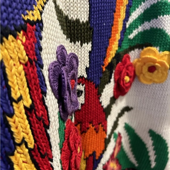 PARROTS 🦜 From Peru! Hand knitted sweater! Amazing - Picture 4 of 7